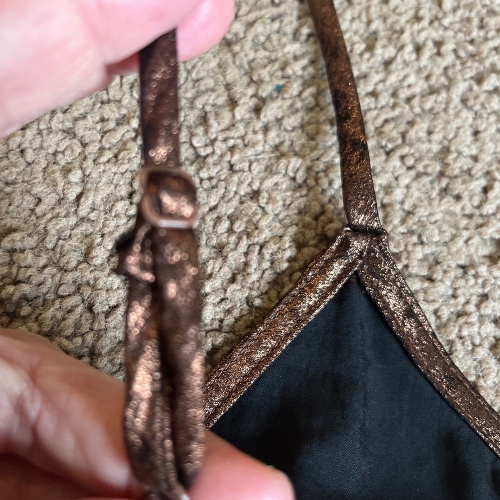 A New Day Women Copper Metallic Slip Dress V-Neck Mini Spaghetti Strap S NEW - Picture 9 of 10